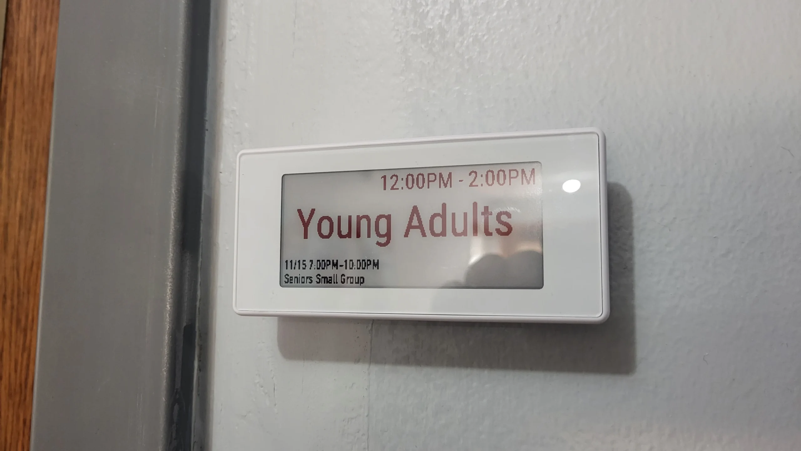 SyncSign e-paper room sign used at Northwest Filipino Baptist Church