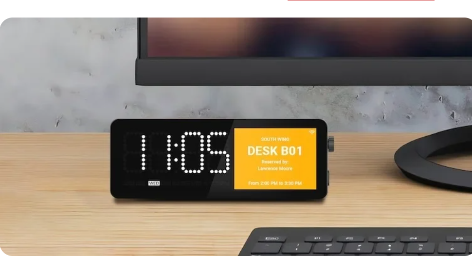 SyncSign Hot Desking Signage showing a reserved desk